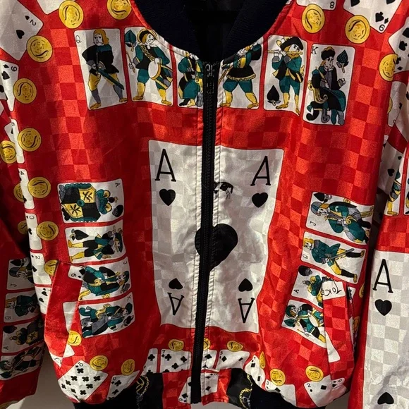 Vintage Colorful Playing Card Bomber Jacket - Picture 3 of 4